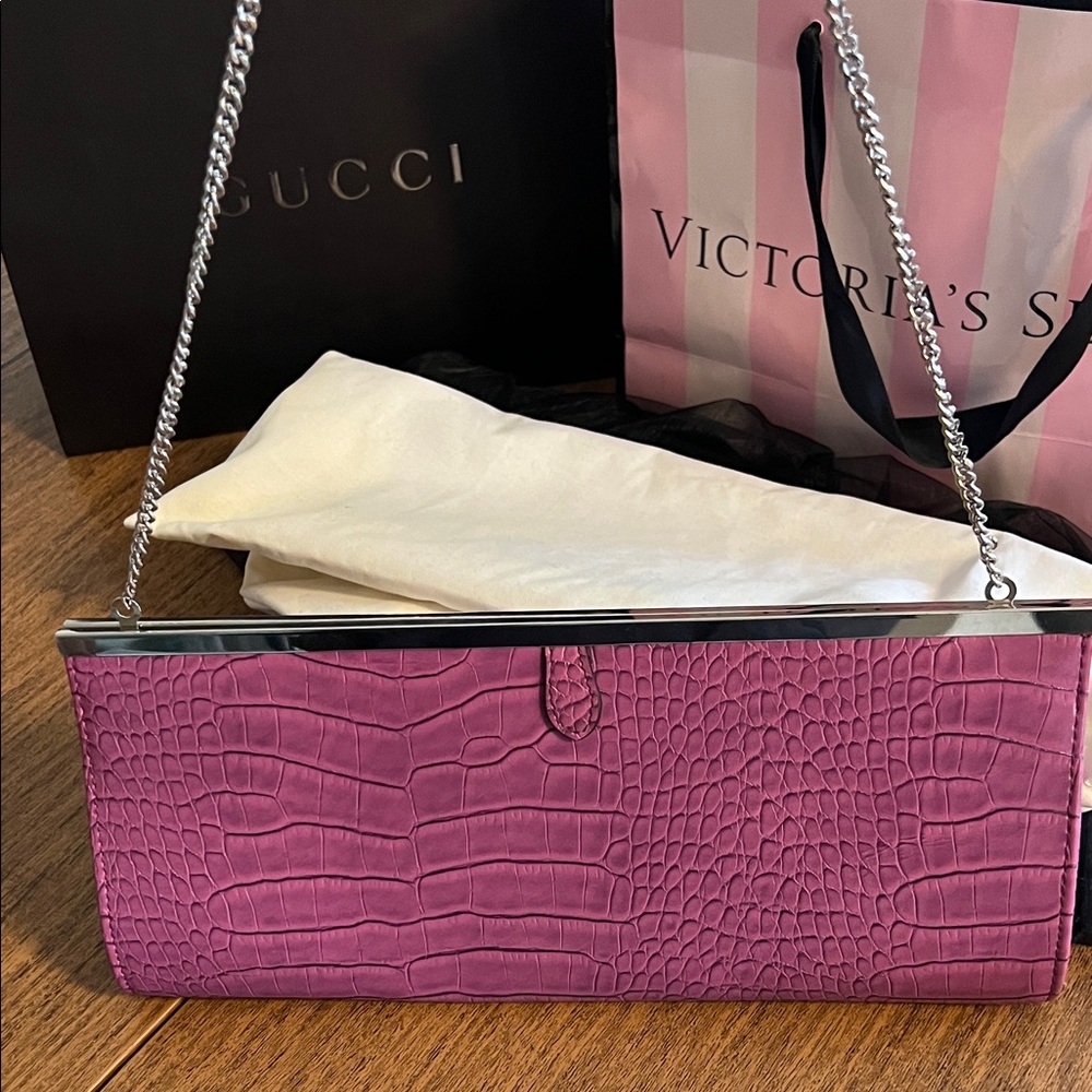 ALDO Elegant Purple Crocodile-Embossed Clutch